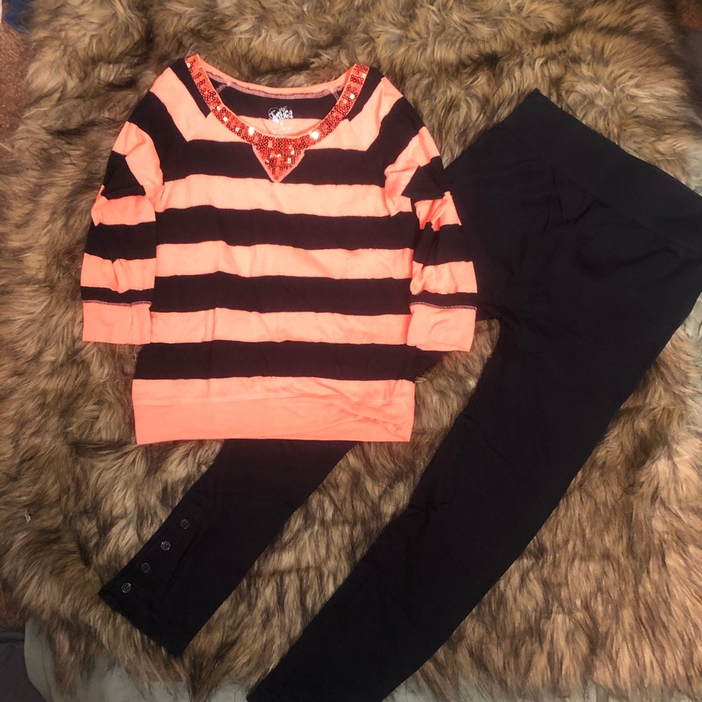 🌹set of Justice top girls 10 & Poof leggings 8